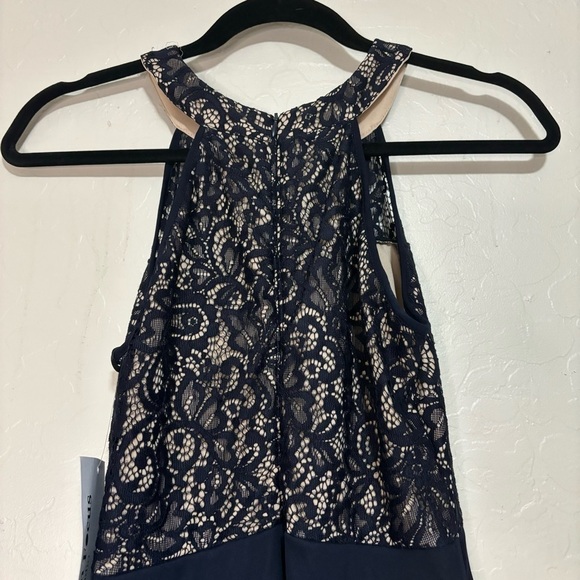 Enfocus Studio Blue Halter Top Sheer Lace Fit and Flare Cocktail Dress Size 4 - Picture 10 of 11